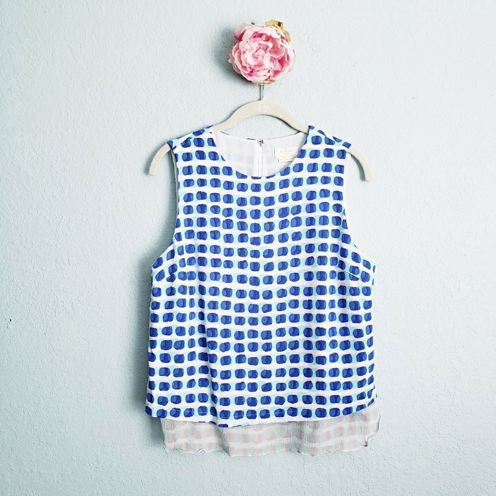 Kate Spade Island Stamp Blue and White Layered Tank
